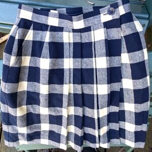 Vtg Women's Pendleton Navy Buffalo Check wool pleated wrap skirt Sz 4